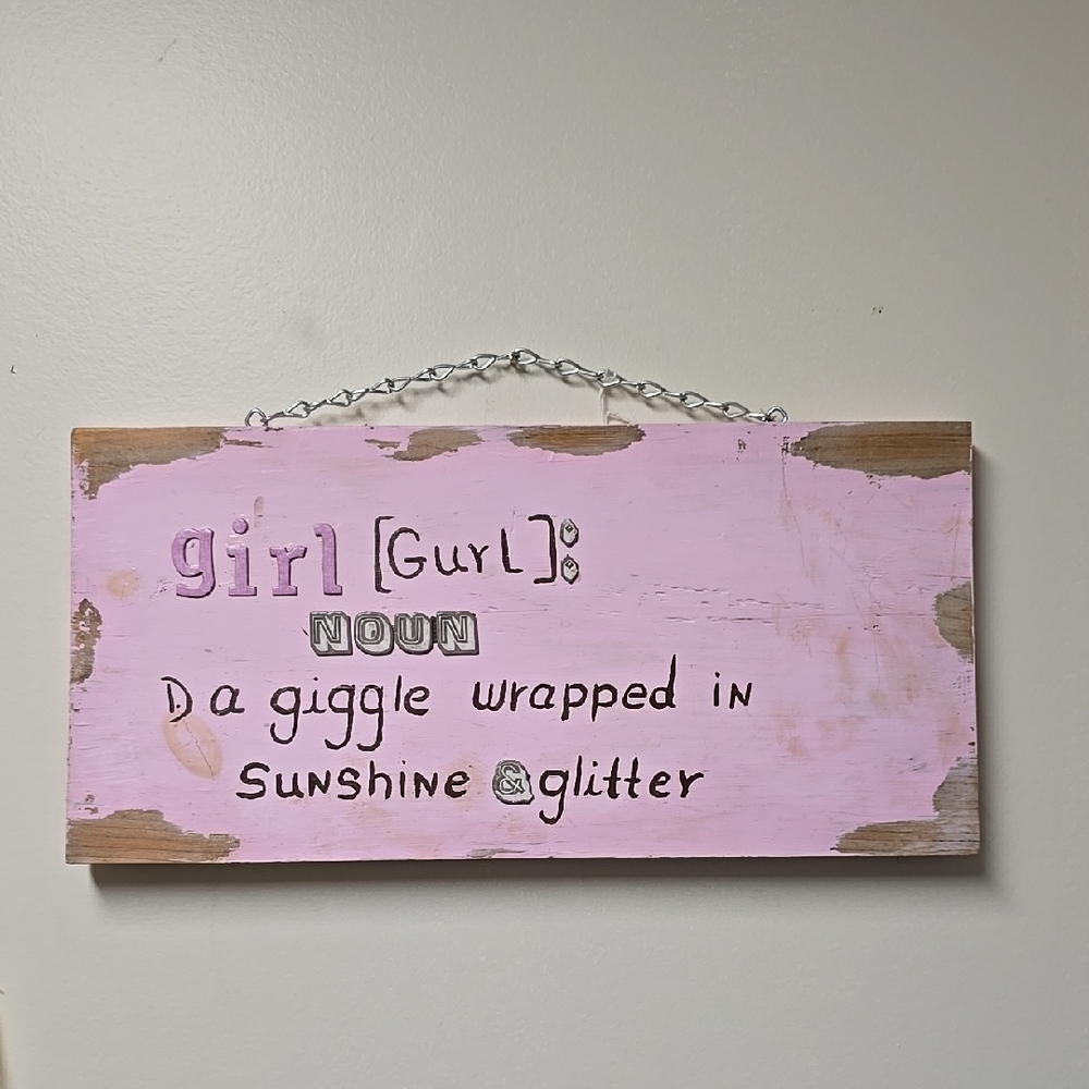 Pink Wooden Sign with Inspirational Quote